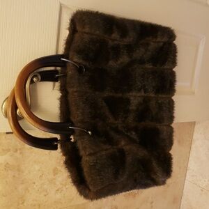 Isabella's Journey Elegant Faux Fur Tote Bag - Black